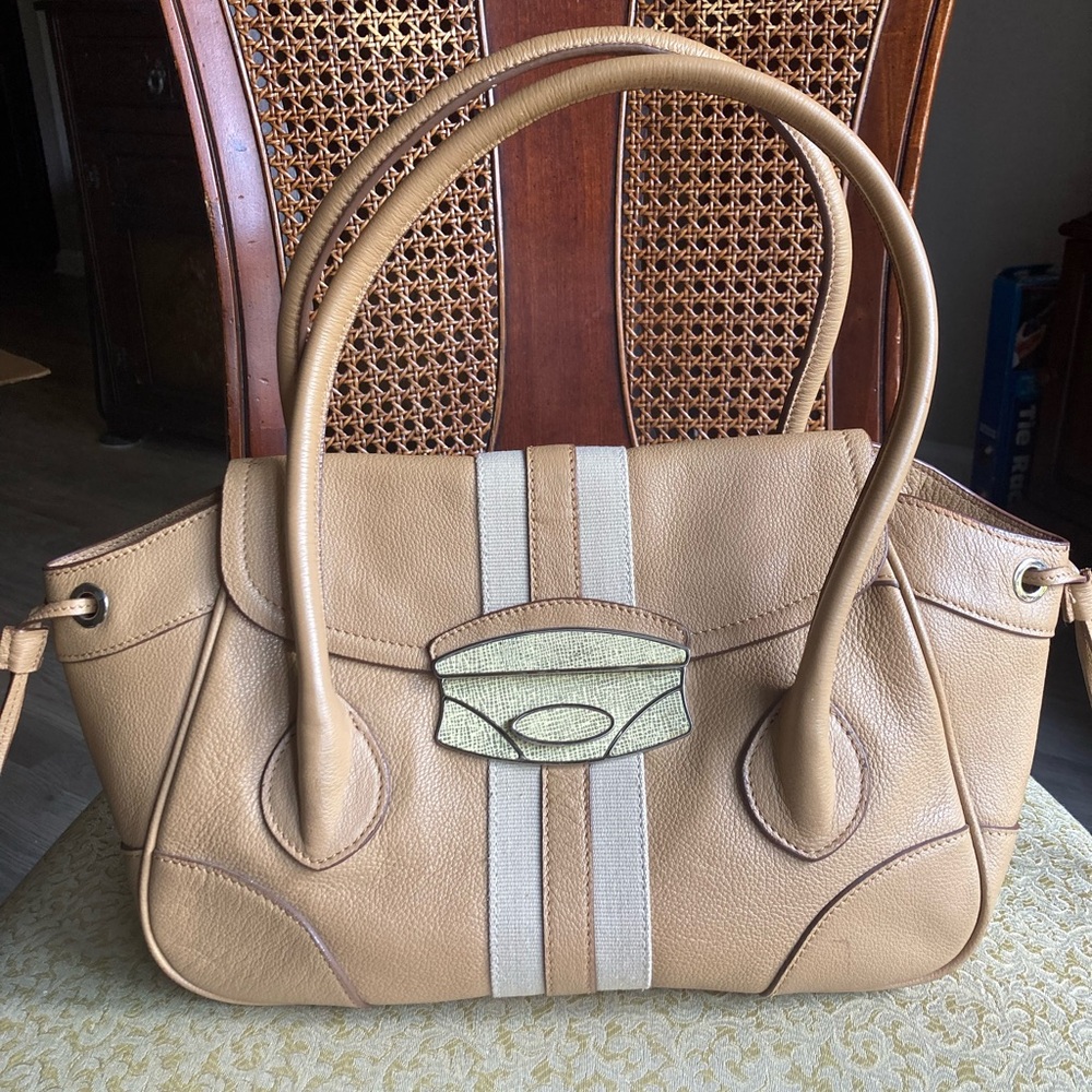 Prada Vitello Daino Tan Lizard Shoulder Bag